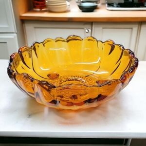 Vintage 'Petals' Amber Glass Bowl by Colony Glass c1960's